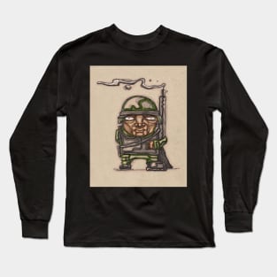 Soldier with his riffle illustration Long Sleeve T-Shirt